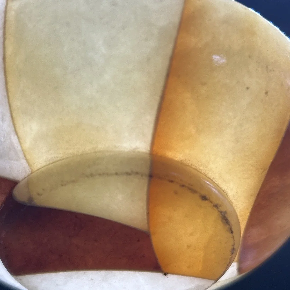 Vtg Italian Alabaster Onyx Striped Trinket Bowl Mid Century Organic Modern Dish